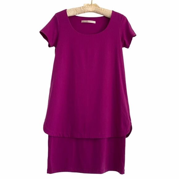 Susana Monaco Sretchy Magenta Layered Tee or Tunic - Picture 1 of 6